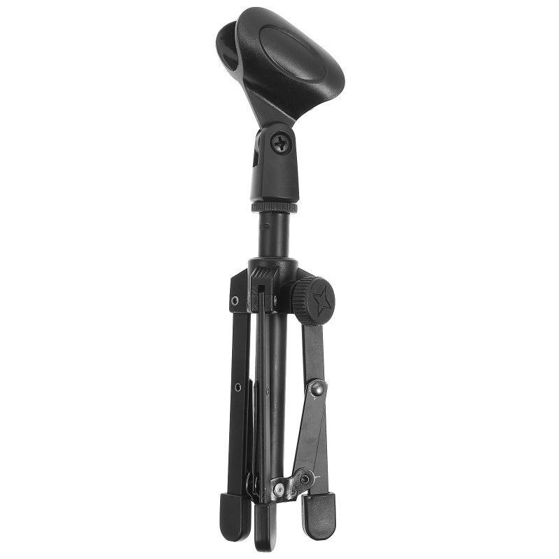 Black Foldable Desktop Microphone Stand with Mic Clip Tripod for Podcasting Streaming Recording - Image 2