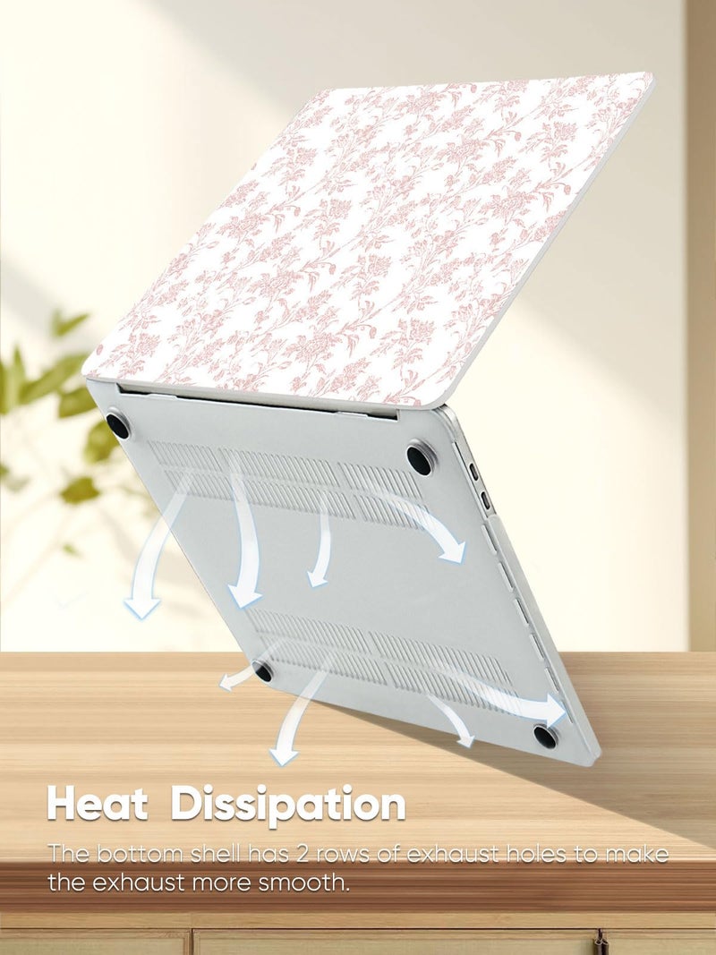 Seorsok Compatible with MacBook Pro 13 inch Case M2 2023,2022,2021-2016 A2338 M1 A2251 A2289 A2159 A1989 A1708 A1706,Elegant Sage Pink Flower Plastic Hard Shell Case & Keyboard Cover,Blooming Floral - Image 5
