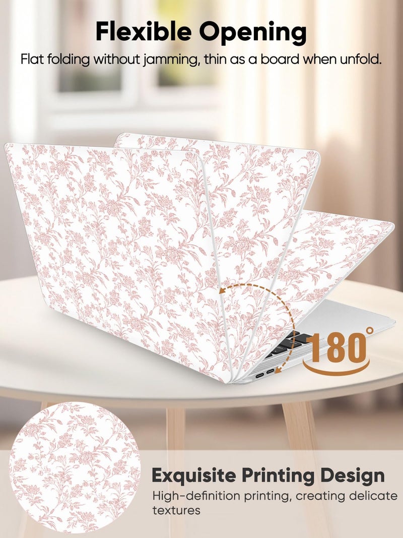 Seorsok Compatible with MacBook Pro 13 inch Case M2 2023,2022,2021-2016 A2338 M1 A2251 A2289 A2159 A1989 A1708 A1706,Elegant Sage Pink Flower Plastic Hard Shell Case & Keyboard Cover,Blooming Floral - Image 4