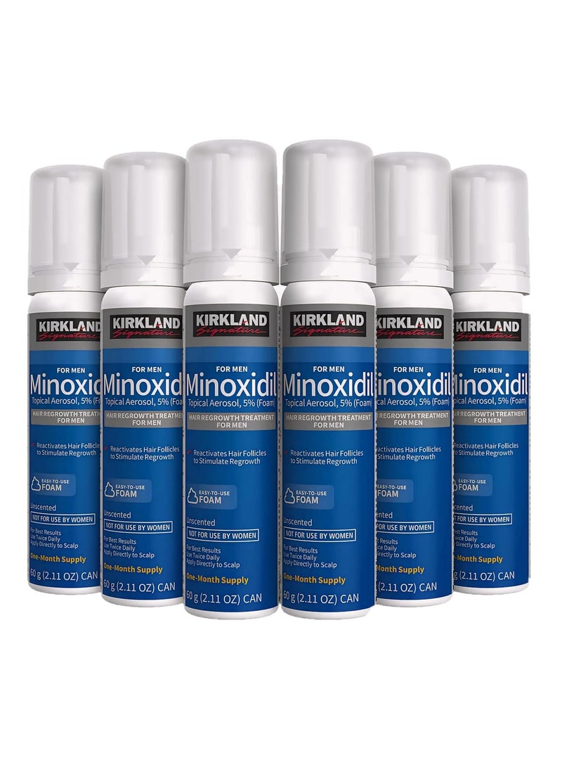 Kirkland Signatur Hair Regrowth Treatment Minoxidil Foam for Men, 2.11 oz, 6 Count (6 Month Supply) - Exclusive 2 MicroFiber Cleaning Cloths and Comb Included, Clear - Image 3