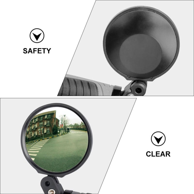 Adjustable Mountain Bike Handlebar Mirror Convex Lens Black For 16 22mm Grip Cycling Safety - Image 4