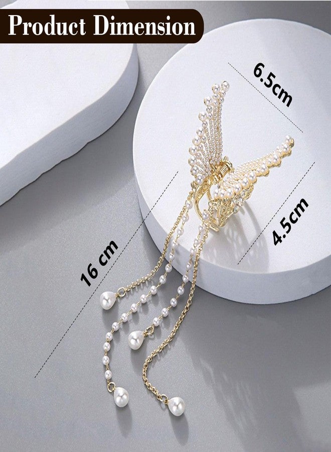 INFRAME Hair Claw Clips for Women Girls -3 Pcs Large Strong Hold Clamps for Thick Thin Hair, Matte Nonslip Jaw Clips, Neutral Butterfly Claw, Styling, Hair Accessories, Ponytail Holder, Multicolor (PK1 GOLDEN, FANCY BUTTERFLY) - Image 2