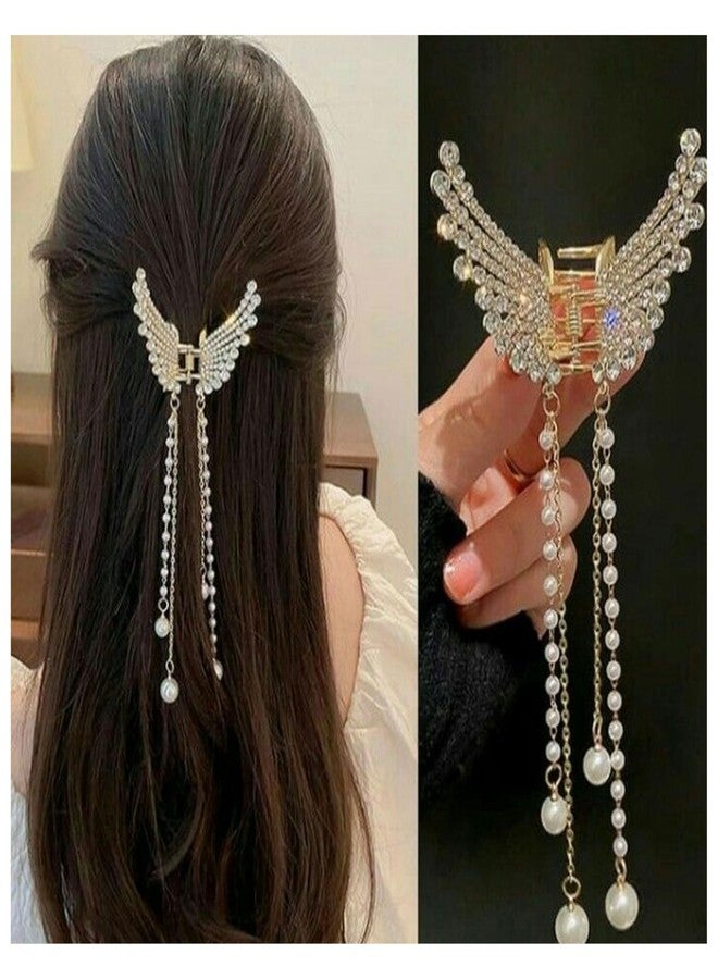 INFRAME Hair Claw Clips for Women Girls -3 Pcs Large Strong Hold Clamps for Thick Thin Hair, Matte Nonslip Jaw Clips, Neutral Butterfly Claw, Styling, Hair Accessories, Ponytail Holder, Multicolor (PK1 GOLDEN, FANCY BUTTERFLY) - Image 1