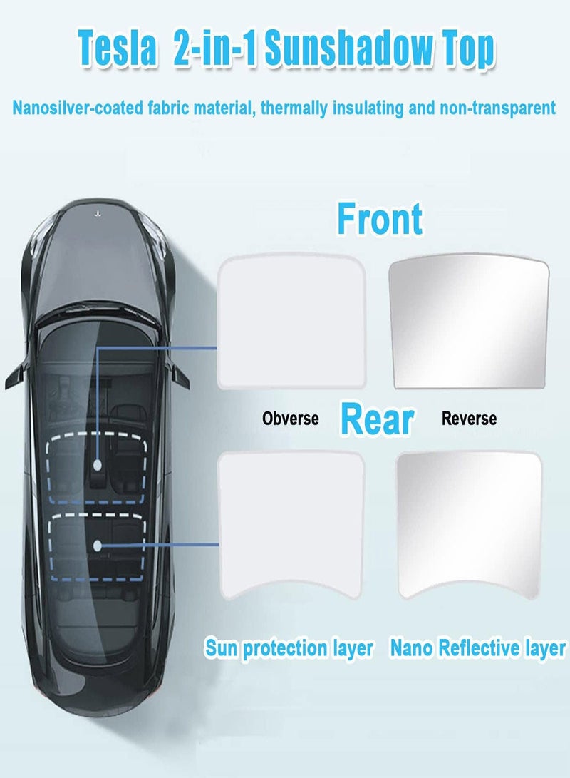 Y&D Roof Window Sunshade for 2021-2023 Tesla Model 3, Glass Heat Insulation Sun Shade Protection Ice Crystal Coatings Reflectance 80%, Updated Sunscreen (White) - Image 4