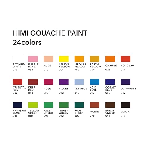 HIMI Gouache Paint Tube Set -24 Colors 12ml, with Rich Pigments, Gouache paint Non-Toxic, suitable for Beginners, Artists, and Hobby Painters. Beautiful Gifts for Art Supplies Painting（24 colors） - Image 4