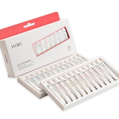 HIMI Gouache Paint Tube Set -24 Colors 12ml, with Rich Pigments, Gouache paint Non-Toxic, suitable for Beginners, Artists, and Hobby Painters. Beautiful Gifts for Art Supplies Painting（24 colors） - Image 1