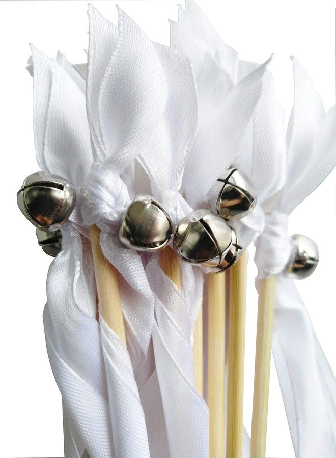 Kingsnow 50PCS Ribbon Wands with Triple Ribbon and Silver Bell Party Wand Party Favors Streamers Ribbon Sticks Magic Fairy Wands for Wedding Decors - Image 4