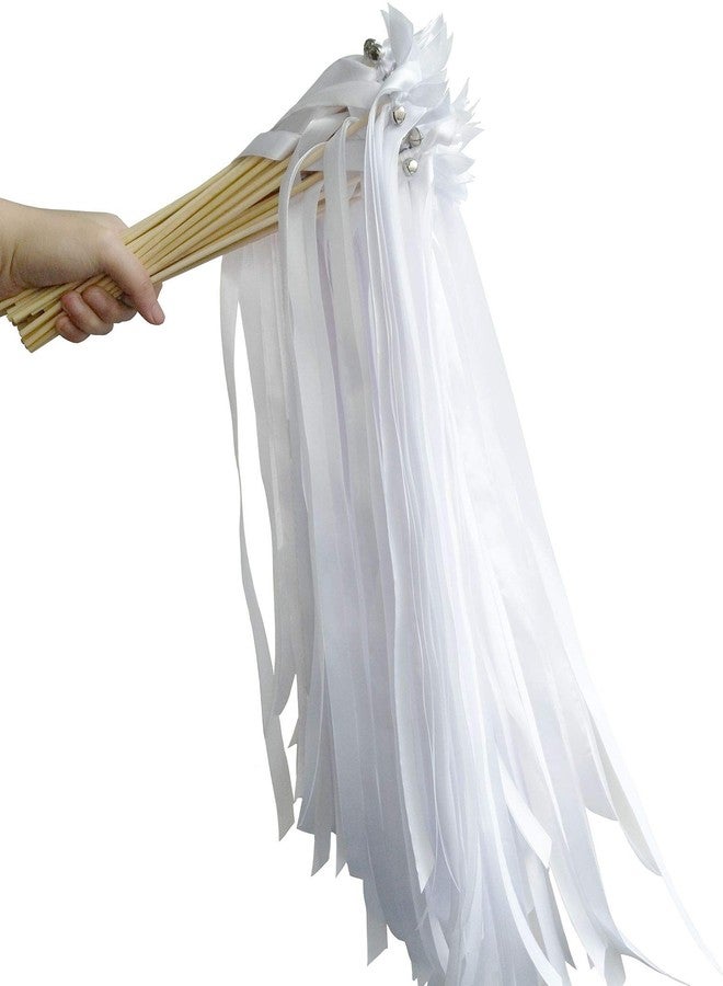 Kingsnow 50PCS Ribbon Wands with Triple Ribbon and Silver Bell Party Wand Party Favors Streamers Ribbon Sticks Magic Fairy Wands for Wedding Decors - Image 5