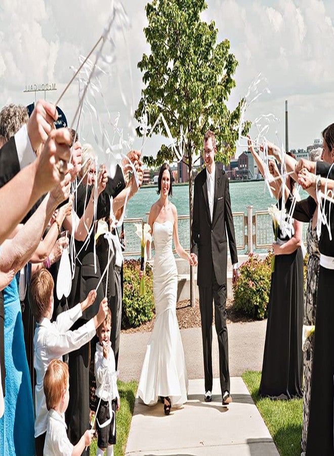 Kingsnow 50PCS Ribbon Wands with Triple Ribbon and Silver Bell Party Wand Party Favors Streamers Ribbon Sticks Magic Fairy Wands for Wedding Decors - Image 2