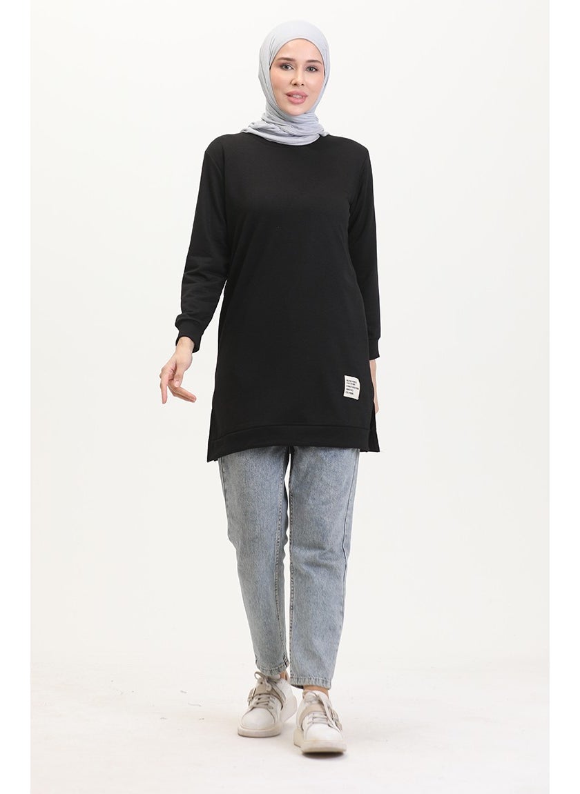 Sefa Merve Slit Sports Tunic 0529-01 Black  - Image 1