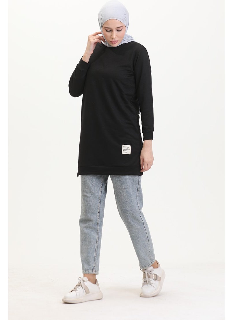 Sefa Merve Slit Sports Tunic 0529-01 Black  - Image 2