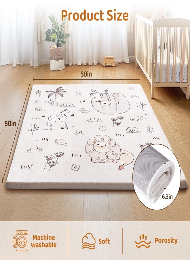 ROBOTIME Baby Play Mat 50"x50", Extra Thick 30D Sponge Baby Mat for Floor, Non-Slip & Washable Play Mat for Babies 0-6 Months, Perfect for Playpen, Tummy Time & Infants - Image 2