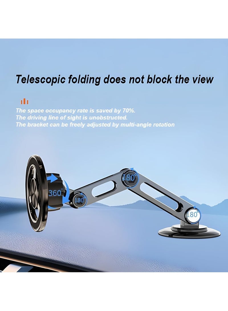 REBENUO Universal 360° PRO Magnetic Car Phone Holder – Adjustable Arm Mount with Strong Suction Cup, Powerful Magnet Grip, Hands-Free Dashboard & Windshield Mount, Compatible with All Smartphones – Stylish, Secure, One-Touch Phone Stand (Black) - Image 5