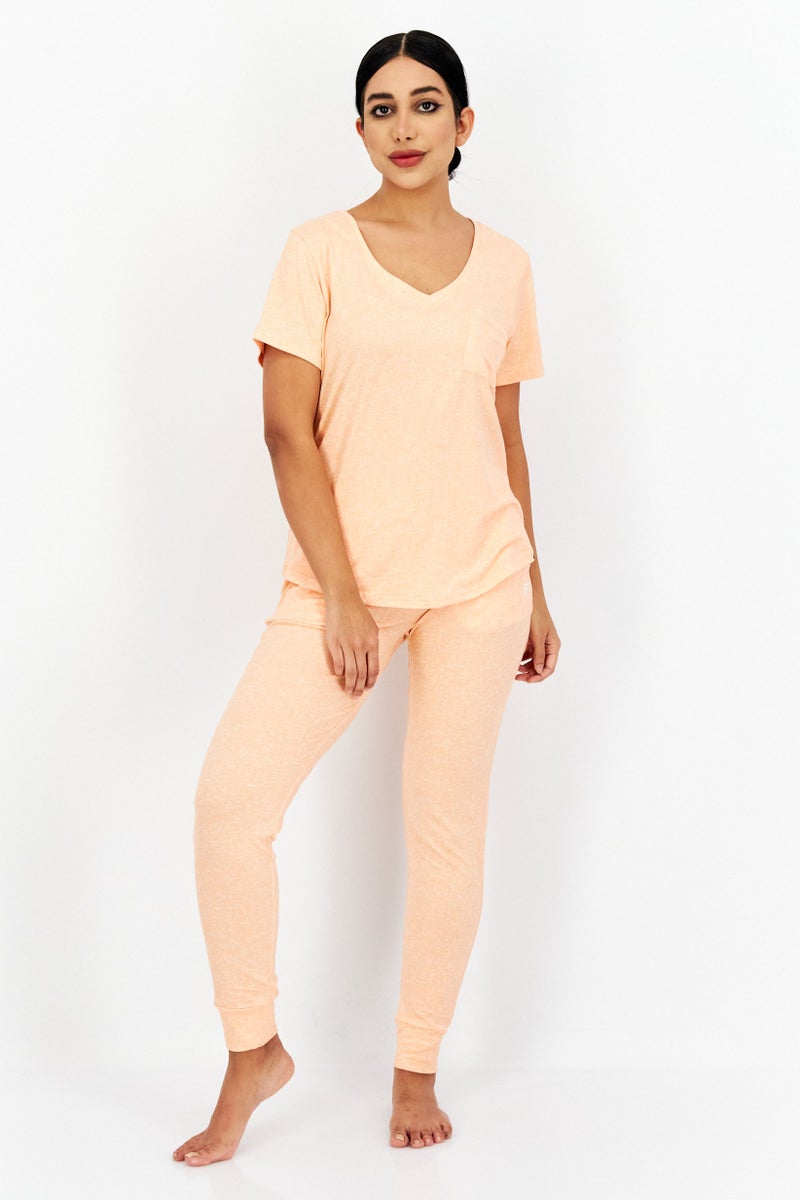 Avalanche Women 2 Piece Heather Top And Jogger Set, Tangerine - Image 4