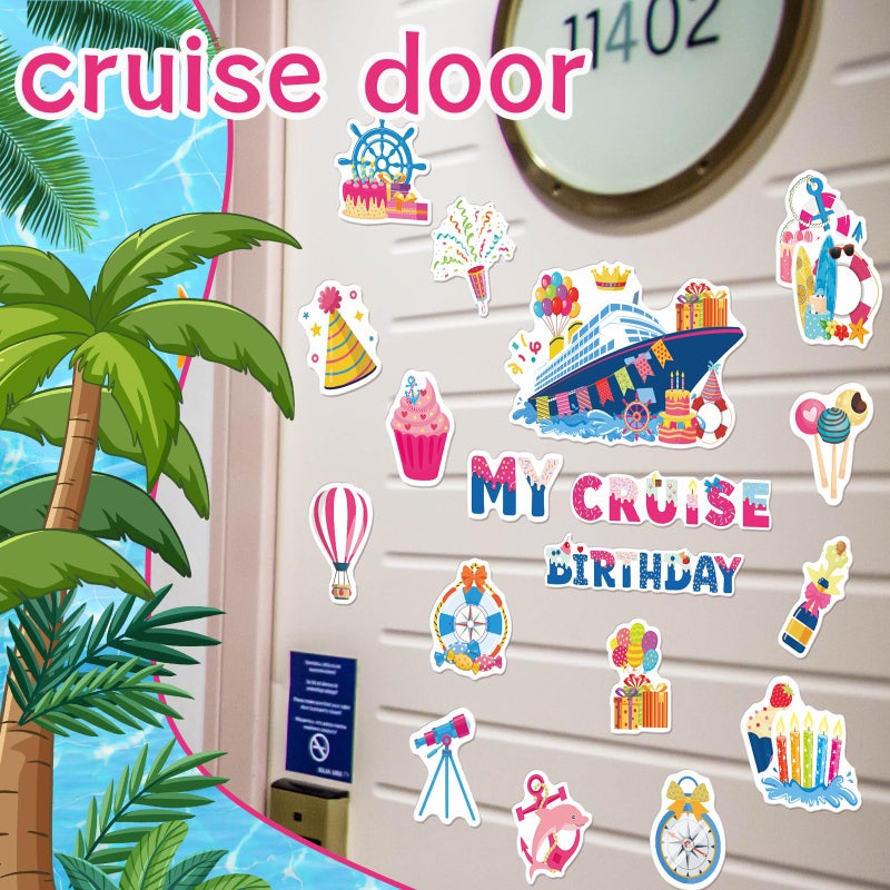 Wxiben Birthday Cruise Door Decorations Magnetic - Wxiben 20PCS Sea Navigation Cruise Ship Door Decorations Balloon Cake Anchor Cruise Door Magnets for Happy Birthday Carnival Cabin Refrigerator Decor - Image 5