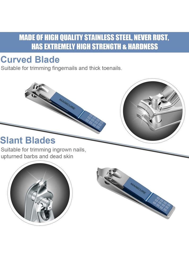 Professional Manicure and Pedicure Set - 16 Piece Stainless Steel Nail Care Tools with Luxury Leather Travel Case (Blue) for Women and Men - Image 5