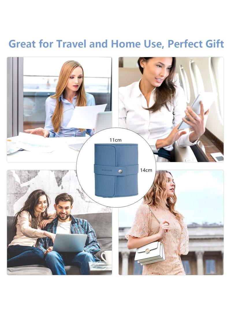 Professional Manicure and Pedicure Set - 16 Piece Stainless Steel Nail Care Tools with Luxury Leather Travel Case (Blue) for Women and Men - Image 3