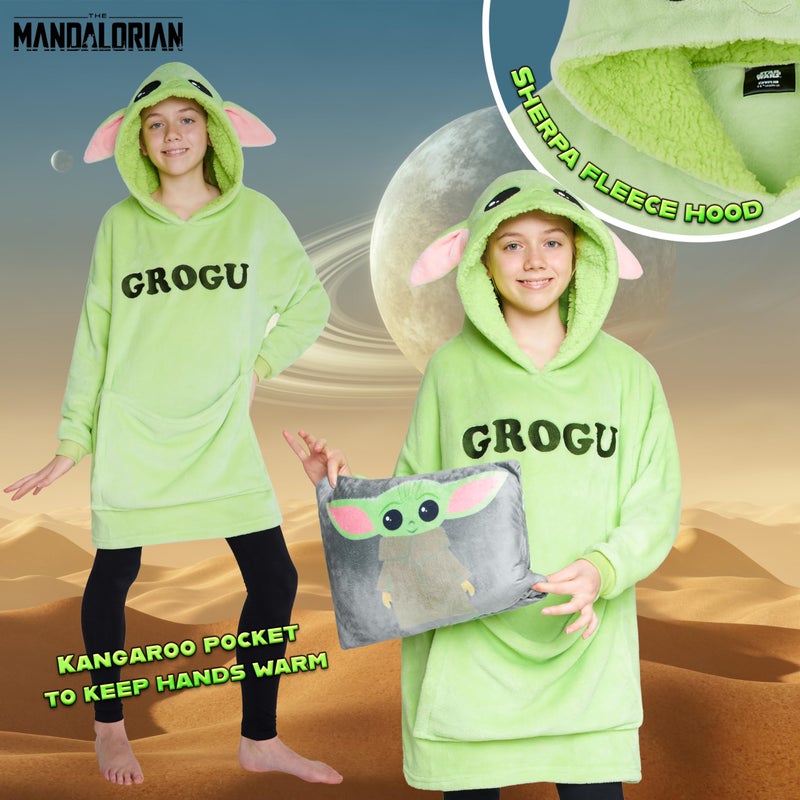 Disney Disney Stitch Blanket Hoodie Kids Teenagers - 2 in 1 Oversized Fleece Hoodie Baby Yoda - Stitch Gifts (US  Alpha  One Size  Regular  Green Baby Yoda) - Image 5