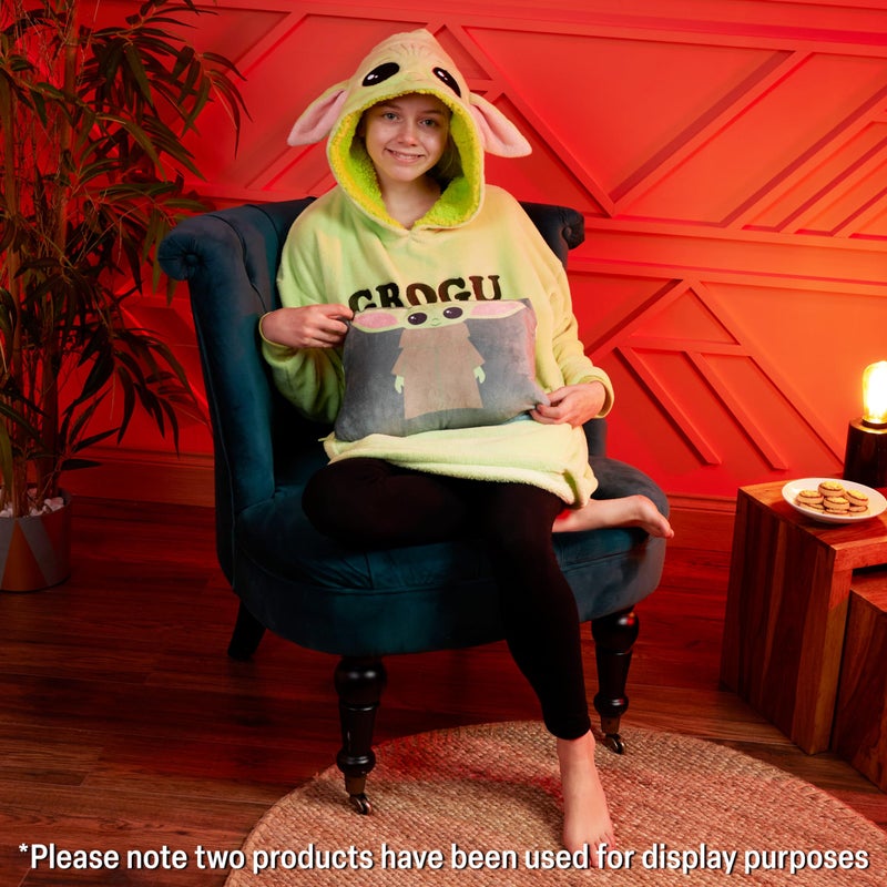 Disney Disney Stitch Blanket Hoodie Kids Teenagers - 2 in 1 Oversized Fleece Hoodie Baby Yoda - Stitch Gifts (US  Alpha  One Size  Regular  Green Baby Yoda) - Image 2