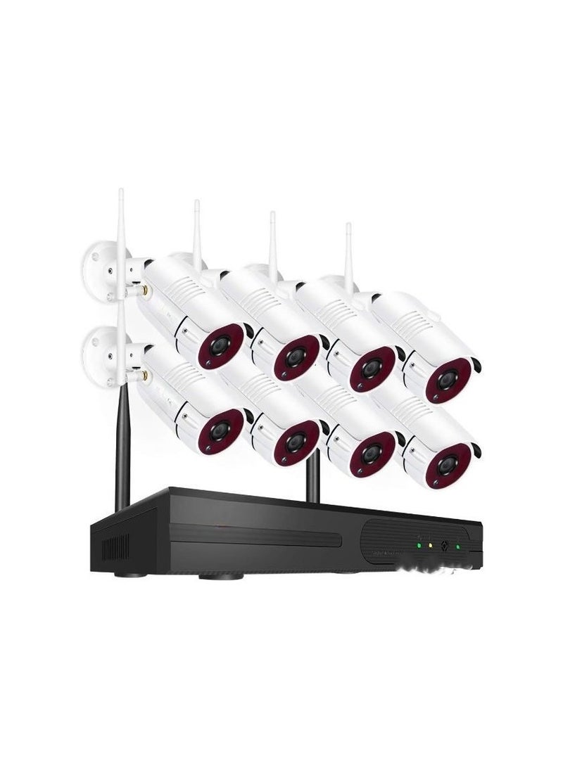 Wireless 8CH 1080P Security System with 8 x 2MP HD Waterproof Outdoor Bullet Cameras & 2TB NVR Recorder - Night Vision Kit