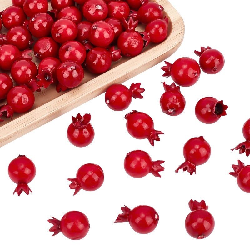 CHGCRAFT 50Pcs Mini 079 Inch Artificial Pomegranate Realistic Fake Fruit Lifelike Apple Simulation Foam Pomegranate for Floral Arrangements Halloween Christmas Home Kichen Display Decor
