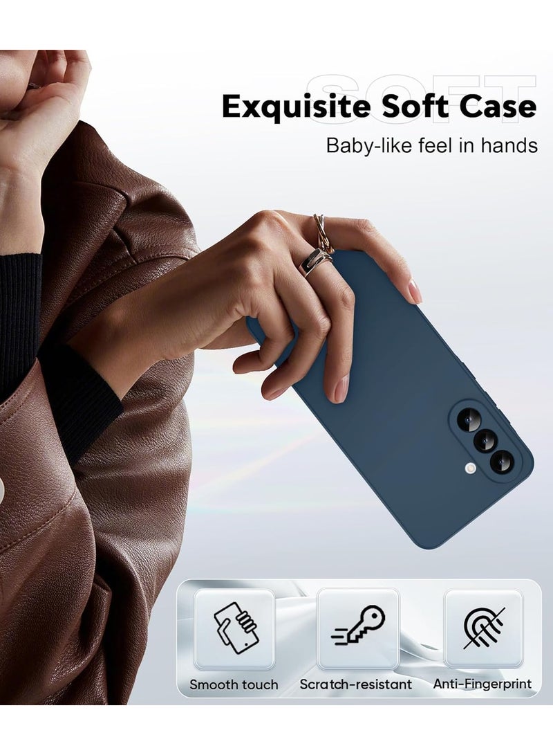 ICARLUS For Samsung Galaxy A36 5G Case 2 Pack Tempered Glass Screen Protectors, Soft TPU Liquid Silicone Case Shockproof Rubber Silicone Gel Shell-Blue - Image 2
