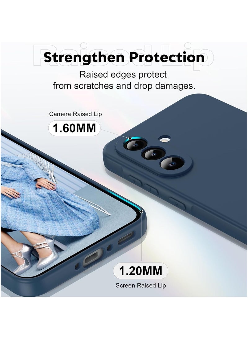 ICARLUS For Samsung Galaxy A36 5G Case 2 Pack Tempered Glass Screen Protectors, Soft TPU Liquid Silicone Case Shockproof Rubber Silicone Gel Shell-Blue - Image 3
