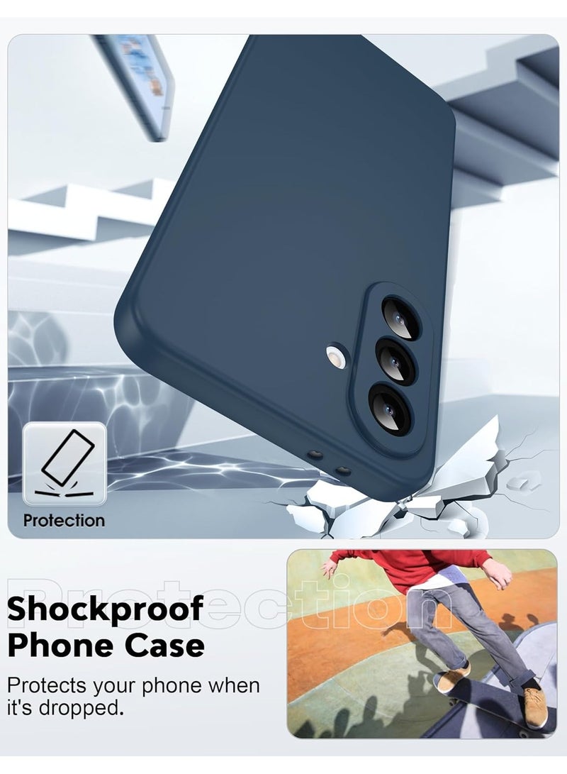 ICARLUS For Samsung Galaxy A36 5G Case 2 Pack Tempered Glass Screen Protectors, Soft TPU Liquid Silicone Case Shockproof Rubber Silicone Gel Shell-Blue - Image 5