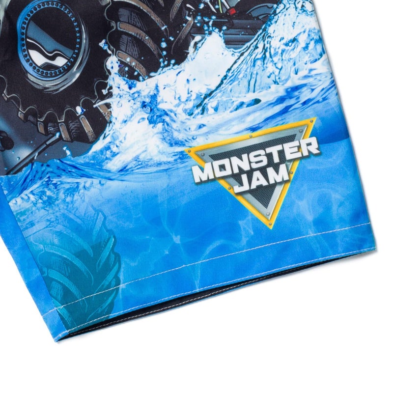 Monster Jam Megalodon Little Boys Rash Guard and Swim Trunks Outfit Set Blue 6 - Image 5