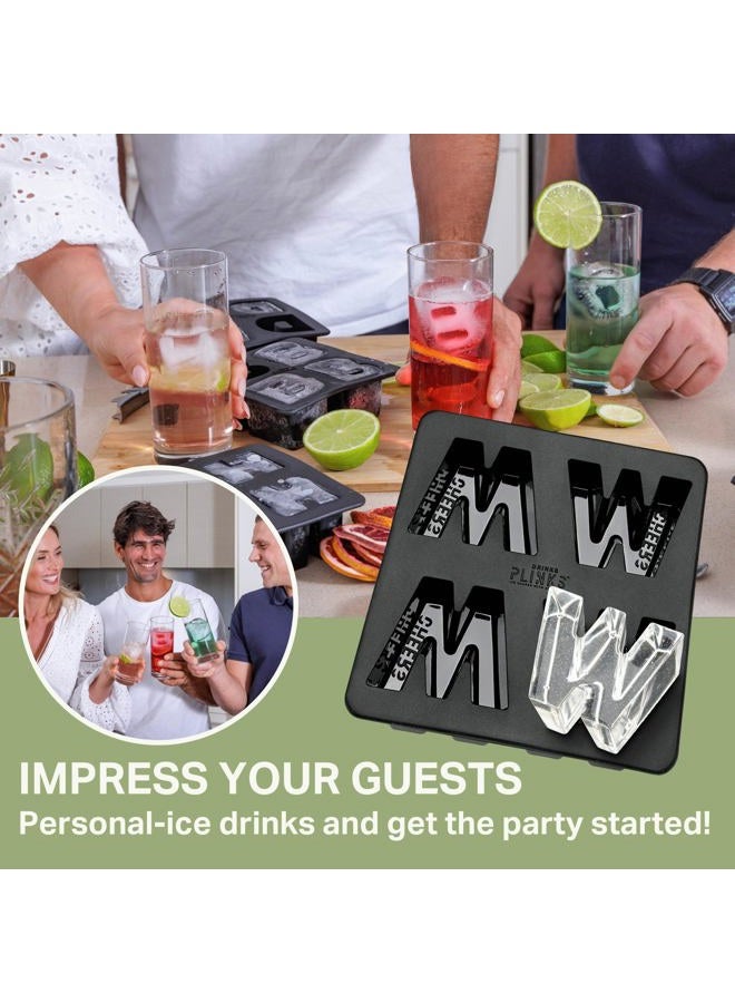 DRINKSPLINKS Silicone W / M Ice Molds - W/M Whiskey Ice Cube Trays - Big Letter M W Monogram Ice Maker - Cocktail Drinks Bar Accessories Crafting Resin Baking Flexible Reusable Silicone Mould - Image 3
