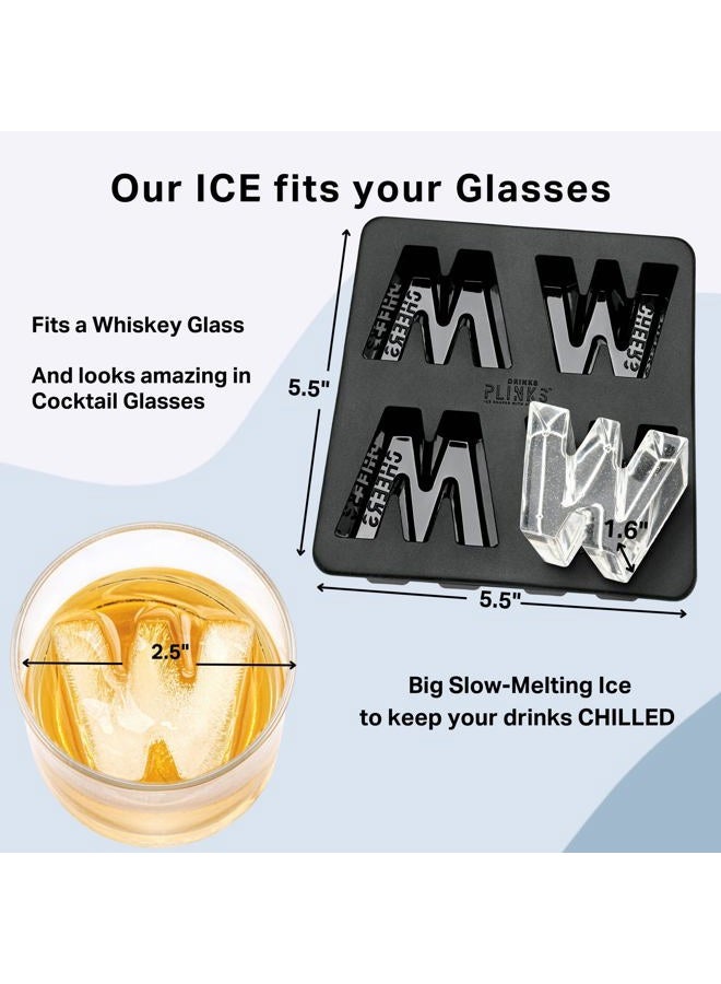 DRINKSPLINKS Silicone W / M Ice Molds - W/M Whiskey Ice Cube Trays - Big Letter M W Monogram Ice Maker - Cocktail Drinks Bar Accessories Crafting Resin Baking Flexible Reusable Silicone Mould - Image 4