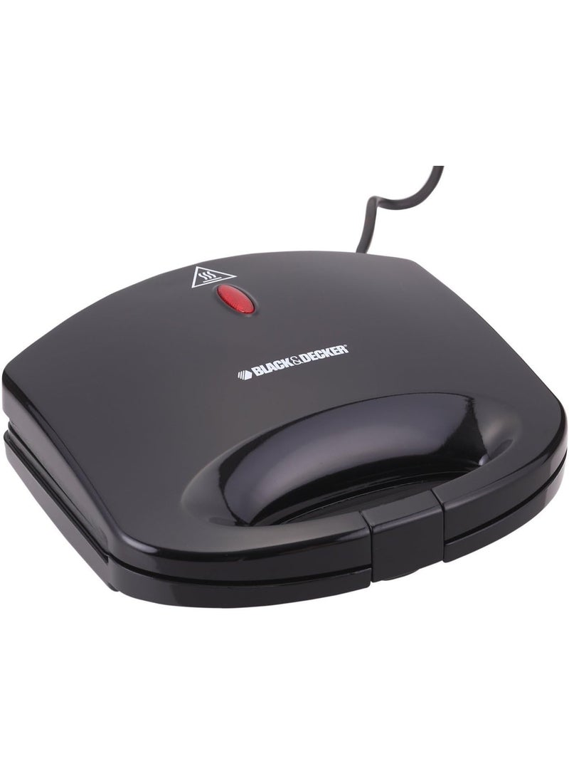 BLACK&DECKER 600W 2 Slice Non-Stick Sandwich Maker Black - Image 1