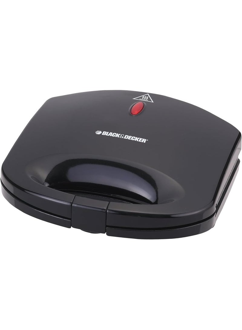 BLACK&DECKER 600W 2 Slice Non-Stick Sandwich Maker Black - Image 2