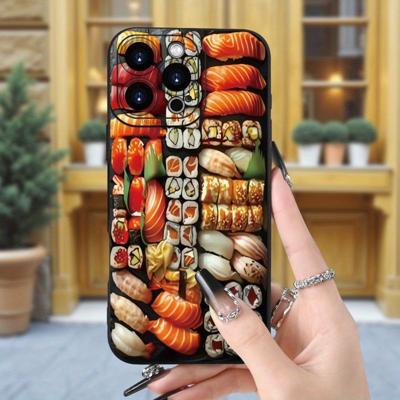 Black Sushi Platter Print Phone Case Durable Comfortable Grip For iPhone 16 - Image 2