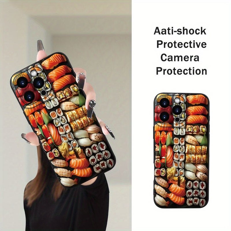 Black Sushi Platter Print Phone Case Durable Comfortable Grip For iPhone 16 - Image 5