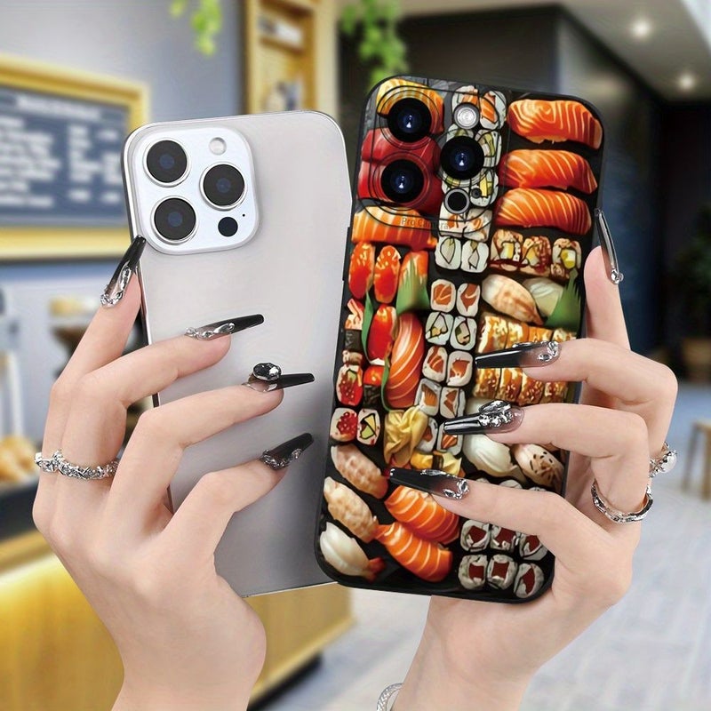 Black Sushi Platter Print Phone Case Durable Comfortable Grip For iPhone 16 - Image 4