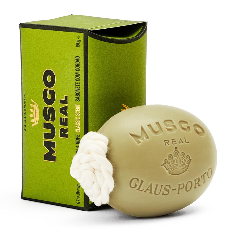 Claus Porto - Musgo Real Classic Scent Soap on a Rope | Woody Scent, Violet | Walnut Extract + Vegetable Oil Base | Rich, Smooth Body Soap for Men + Women | Handcrafted, Long Lasting (190g | 6.7 oz) - Image 1