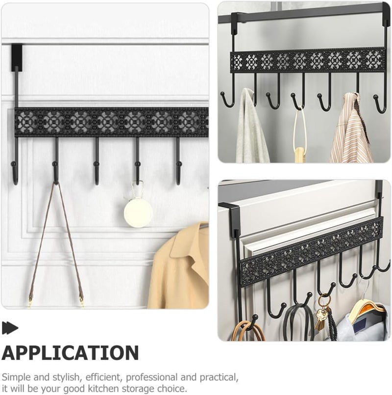 Healifty Black Metal Wall-Mounted Storage Hook Rack, 7-Section Nail-Free Iron Hollow Door Coat and Towel Holder for Bathroom and Entryway Organization - Image 5