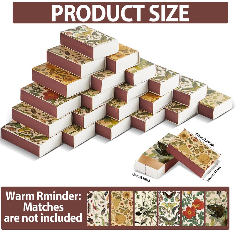 Oitnlaughter 60PCS Blank Matches Containers 2.24 x 1.42 x 0.59 inches Vintage Storage Match Boxes DIY Match Holder with Double-Sided Stickers for Wedding Bridal Baby Shower Party Favor(No Matches) - Image 2