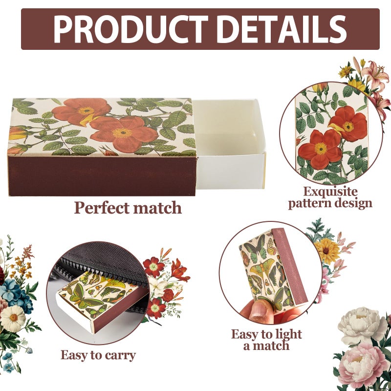 Oitnlaughter 60PCS Blank Matches Containers 2.24 x 1.42 x 0.59 inches Vintage Storage Match Boxes DIY Match Holder with Double-Sided Stickers for Wedding Bridal Baby Shower Party Favor(No Matches) - Image 3