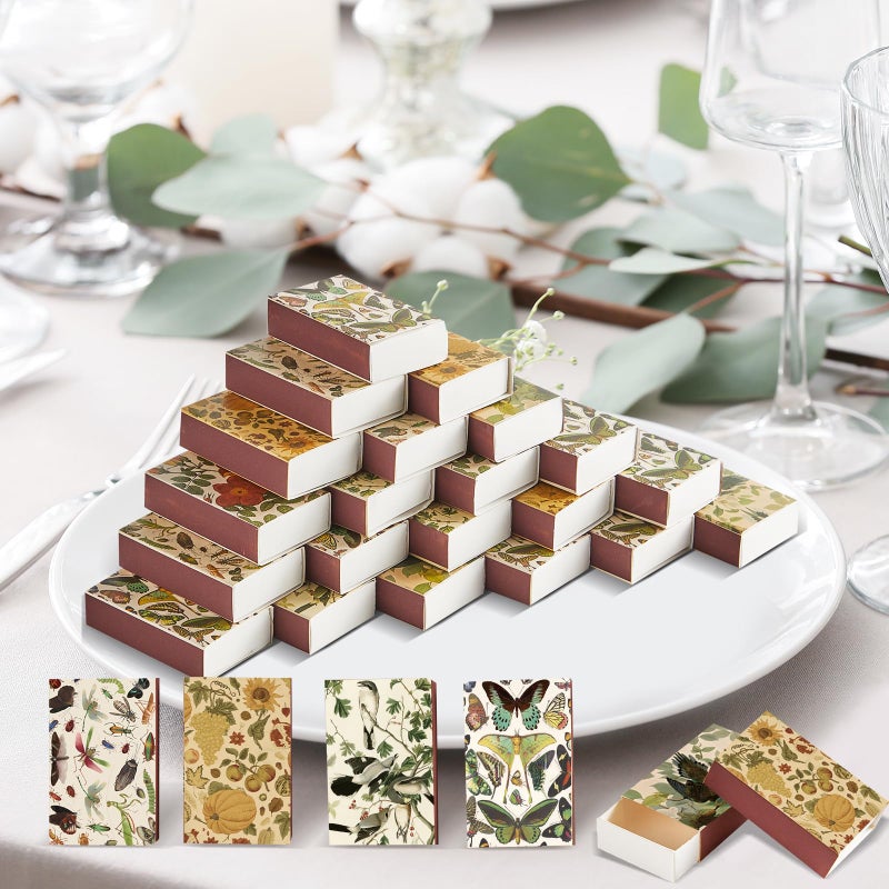 Oitnlaughter 60PCS Blank Matches Containers 2.24 x 1.42 x 0.59 inches Vintage Storage Match Boxes DIY Match Holder with Double-Sided Stickers for Wedding Bridal Baby Shower Party Favor(No Matches) - Image 5