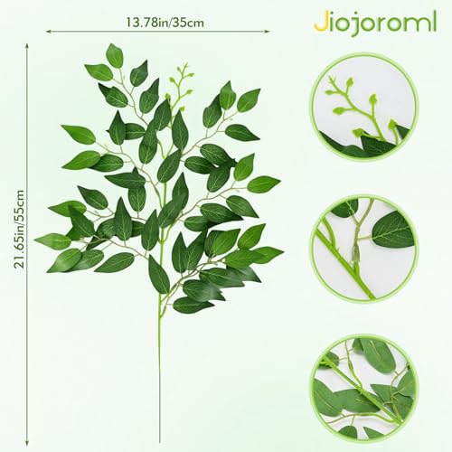 Jiojroml 24Pcs Artificial Italian Ruscus Greenery Stems, Faux Green Leaf Garland Branches Hanging Greenery Spray for Wedding Bouquet,Arch,Table Centerpieces， Balloon Arch and Home Decor (24) - Image 2