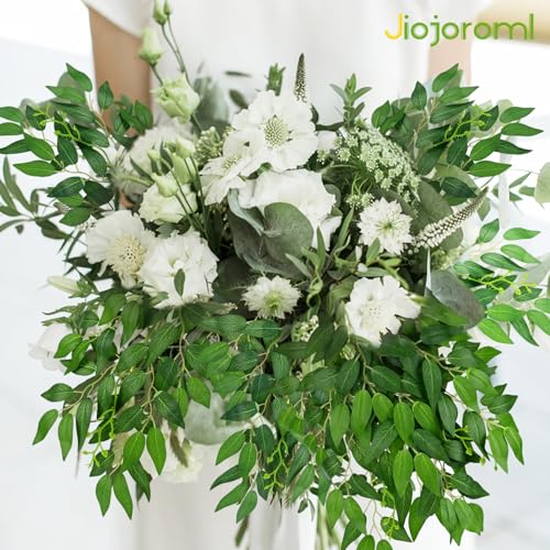 Jiojroml 24Pcs Artificial Italian Ruscus Greenery Stems, Faux Green Leaf Garland Branches Hanging Greenery Spray for Wedding Bouquet,Arch,Table Centerpieces， Balloon Arch and Home Decor (24) - Image 3
