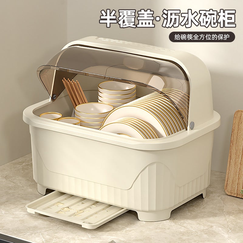 Kitchen Dish Dish Storage Rack Plate Drain Dish Rack Bowl Chopsticks Storage Box Extra Large Dustproof Cupboard With Lid - Image 2