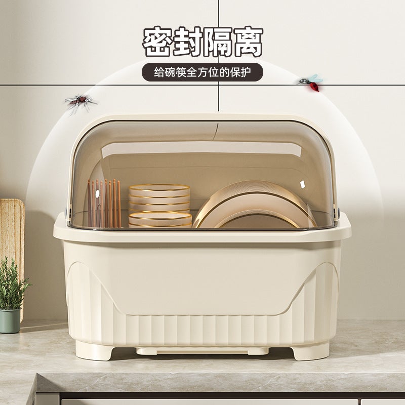 Kitchen Dish Dish Storage Rack Plate Drain Dish Rack Bowl Chopsticks Storage Box Extra Large Dustproof Cupboard With Lid - Image 5