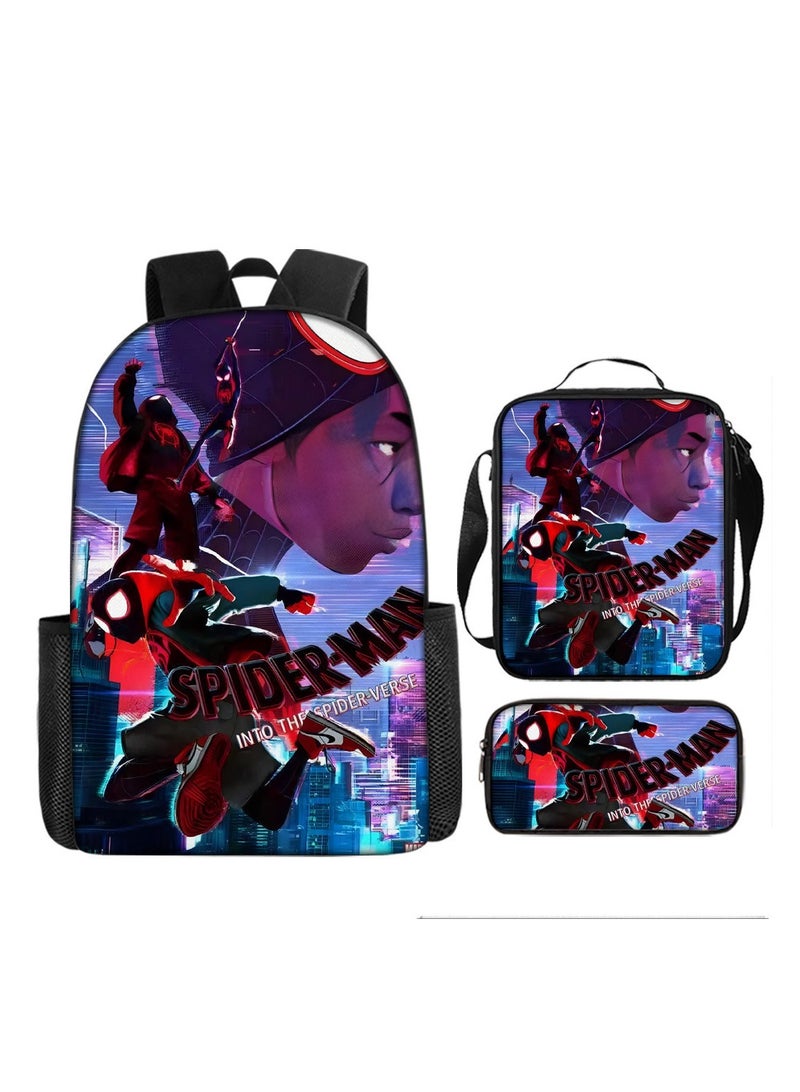 Backpacker Spider-Man Cartoon Digital Printing Children's Student School Bag Backpack 29*16*42CM + Shoulder Bag 19*6*23CM + Pencil Case 24*7*11CM Three-piece Set - Image 1