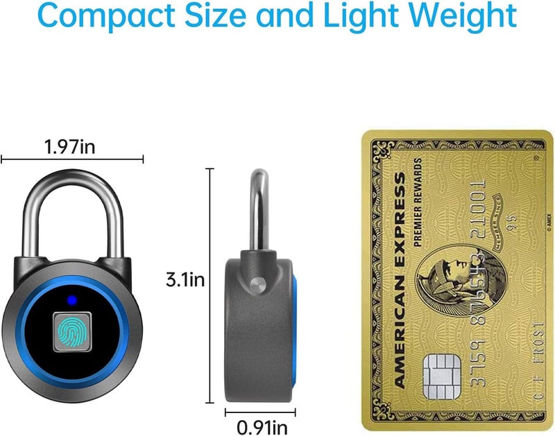 MEGAFEIS Fingerprint Padlock, Bluetooth Lock, Mobile APP, Smart Padlock with Keyless Biometric, Water Resistant, Suitable for Gym, Sports, Bike, School, Fence and Storage(Blue) - Image 4