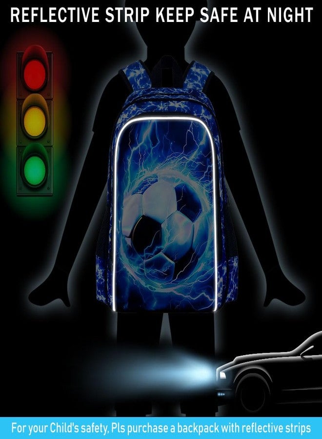 UFNDC 3PCS Boys Soccer Backpack, Kids Lightning Bookbag with Lunch Box, 17" Water Resistant School Bag for Teenagers Elementary Middle - Image 3