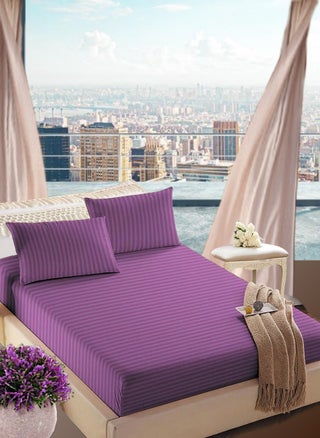 Faded Purple Deep Pocket Single Size Striped Bed Sheet Set Cotton 100x200+15cm - pzsku/ZD414805F6976046BF5DAZ/45/_/1721311738/fbdb5b3e-6498-43a1-9f4c-cb9d96341f2b