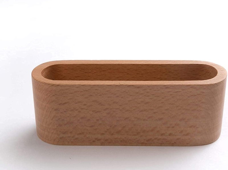 KASTWAVE Beech Business Card Case Id Name Cards Display Stand Office Desk Wooden Business Card Holder Organizer Pen Storage Box (Beech) - Image 4
